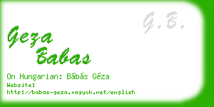 geza babas business card