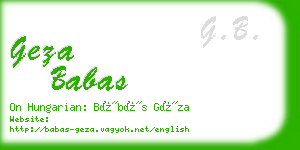 geza babas business card